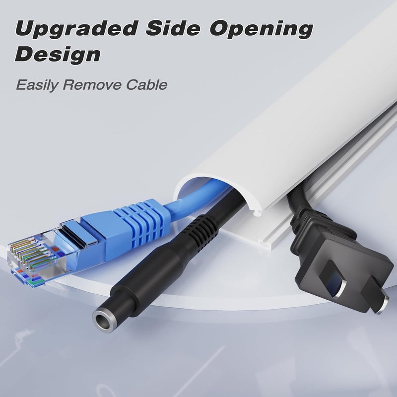 MUSRCYIO 78" Silicone Cord Hider for 2-3 Cords,Flexible Side-Opening Self-Adhesive Cord Covers for Wires on Wall Mount TV,Easier Setup for Home Office Cable Management Wire Hider,1.1" W x 0.6" H,White - Image 5